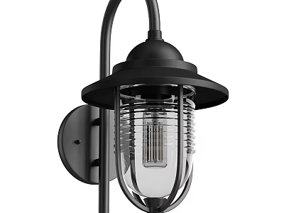 Black Metal Wall Light with Glass Shade Durable Frame and Modern Industrial Design 3d model