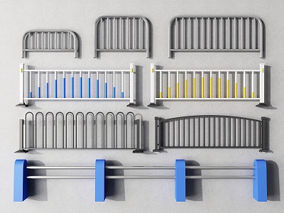 Modern guardrail road guardrail municipal guardrail 3d model