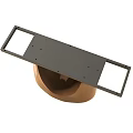 Modern Rectangular Dining Table With Copper Curved Base And Sleek Gray Top 3d model
