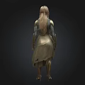 Female Warrior Character in Golden Armor With Green Dress and Gold Accents