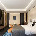 Modern Hotel Room Interior With Comfortable Bed Wooden Walls TV And Lighting
