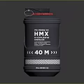 Black Cylindrical HMX High Explosive Container With 40M Label And Red Stripe 3d model
