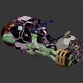 Futuristic Mechanical Motorcycle With Armored Body Track Wheels And Exposed Engine