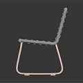 Modern Woven Chair with Light Colored Seat Backrest and Curved Metal Legs Design