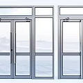 Modern Glass Entry Doors with Sleek Metal Frame and Transparent Panels Design