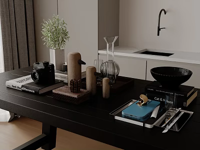 Modern table ornaments potted camera crafts wine utensils 3d model