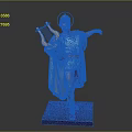 Greek Style Sculpture Of Figure With Lyre Halo And Blue Attire On Wooden Base
