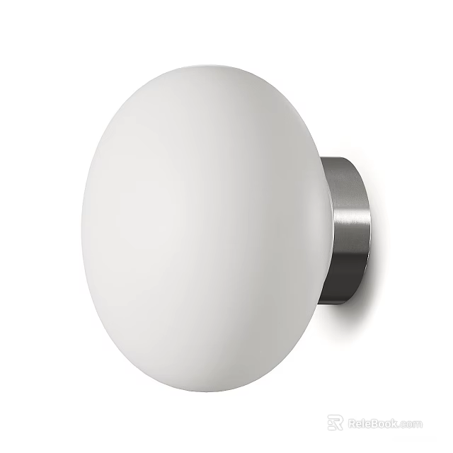 Modern Simple White Globe Shade Wall Light With Silver Metal Base 3d model 