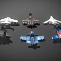 Fighter Jet Models Featuring Various Designs and Different Color Variations Together 3d model