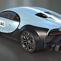 Light Blue Bugatti Sports Car With White Stripes And Number 80 Design