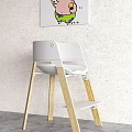 Modern Children's High Chair With Wooden Legs Black And White Design Footrest
