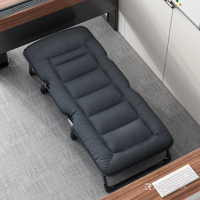 Gray Padded Folding Bed for Office And Home Indoor Use 3d model