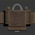 Practical Brown Backpack With Orange 26 Logo Front Pocket And Side Pockets