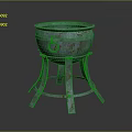 Vintage Rustic Metal Cooking Pot With Three Legged Stand For Home Kitchen Use