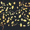 Golden Ginkgo Leaves Wall Decor with Elegant Design for Modern Home Decoration