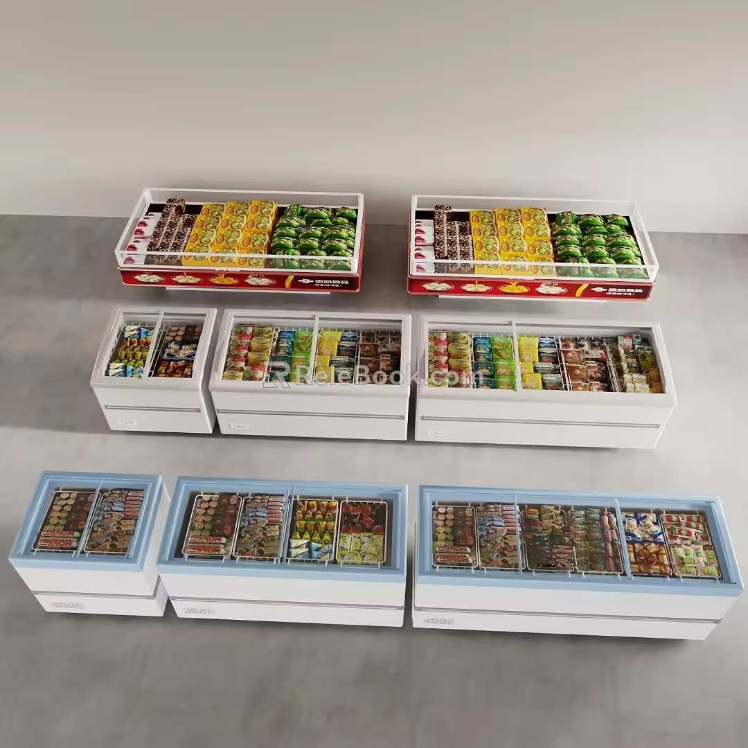 Refrigerator Freezer Supermarket Freezer Ice Block Freezer Ice Cream Frozen Food 3d model
