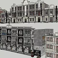 Classical Commercial Complex With Multi Storey Design Retail Shops And Ornate Facades 3d model
