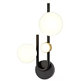 Modern Wall Lamp Design With Spherical White Shades And Gold Accent Black Metal Frame