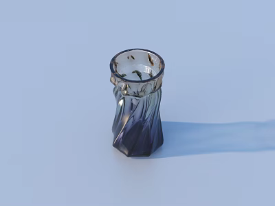 Purple Textured Glass Candle Holder For Home Living With Light Blue Background 3d model