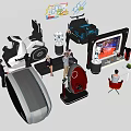 Modern Exhibition Space With Interactive Screens Devices And Comfortable Seats 3d model