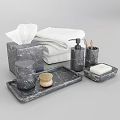 Marble Daily Washing Essentials Including Towels Tissue Box Soap Brush And Tray