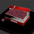 Red Decorative Open Box Filled With Chocolate Truffles On Dark Surface 3d model