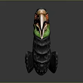 Realistic Hornbill Bird Statue With Black Body Green Neck Red Eyes And Large Beak