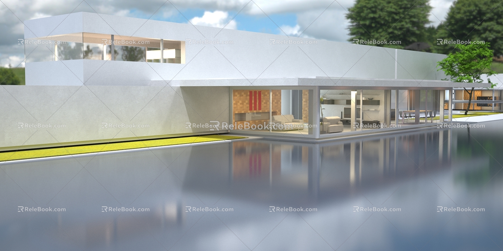 Villa with lake view 3d model