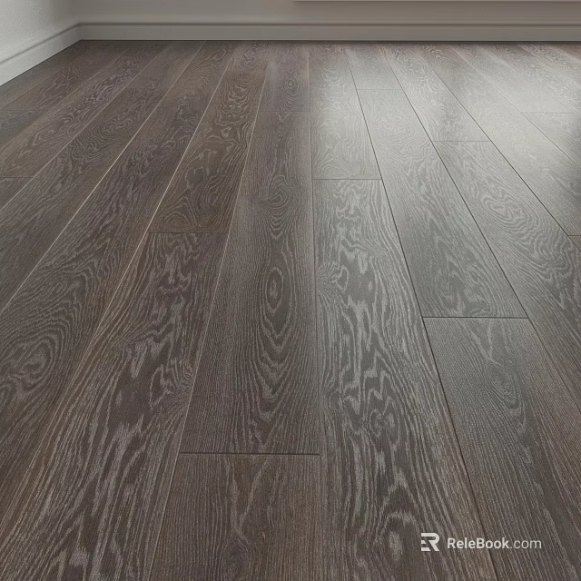 Dark Oak Wood Flooring with Natural Grain Patterns for Living Room 3d model 