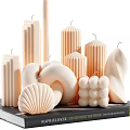 Modern Decorative Ornament Set With Sculptural Candles And Book Base For Home Decor