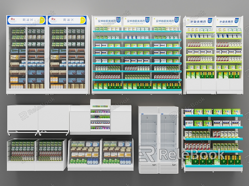 Pharmacy Drug Container Drug Showcase model