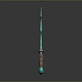 Teal Fantasy Dagger 3D Model With Irregular Spiked Blade And Brown Handle