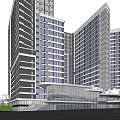 Style compound large market large community complex 3d model