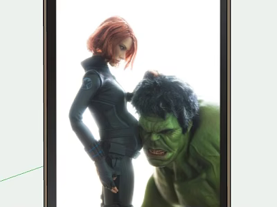 Photo Frame with Black Widow and Hulk Character Images for Home Decor 3d model
