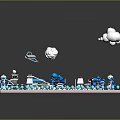 Cartoon Style Mini City Layout With Colorful Buildings Roads Clouds And Decorative Borders