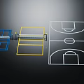 Multiple Basketball Court Layout Designs With Colorful Line Drawings And Plans