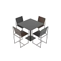 Modern Square Table And Chair Set With Metal Frame And Multicolored Seats 3d model