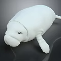 White Manatee Doll Figure On Black Background With Reflective Surface Details 3d model