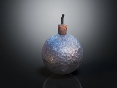Spherical Weapon With Hammered Texture Surface And Cork Stopper Top Metal Fuse Design 3d model