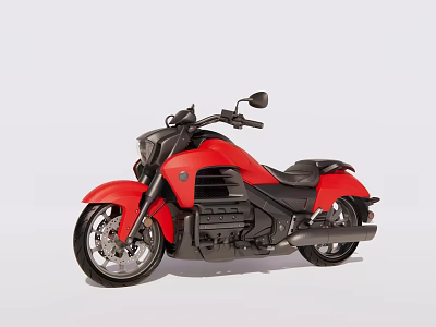 Stylish Red and Black Cruiser Motorcycle with Sleek Design Black Seats and Alloy Wheels 3d model