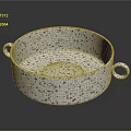 Round Decorative Tray with Two Ring Handles and Colorful Speckled Pattern on White Base