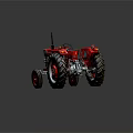 Red Vintage Tractor With Classic Design Large Wheels And Shiny Metal Body
