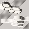 Modern Geometric Ceiling Light Design With Hexagonal Shapes And White Black Frames