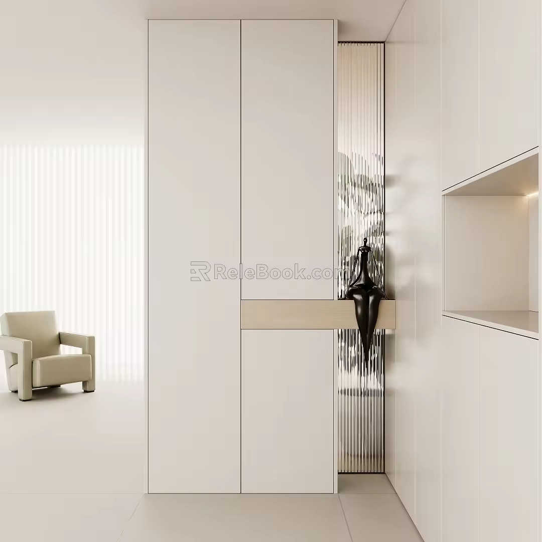 Cream Style Shoe Cabinet 3d model