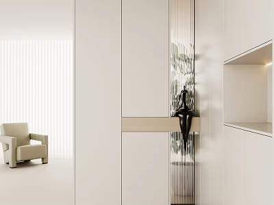 Cream Style Shoe Cabinet 3d model