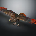 Mythical Fantasy Raptor With Vibrant Red Brown Feathers Spread Wings And Sharp Talons