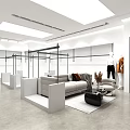 V.LA Fashion Store Interior With Mannequins Clothing Racks And Display Tables