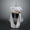Mythical Character Headdress With White Turban Golden Band And Feathered Wings