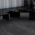Modern Black Marble Coffee Table With Irregular Shape And Fruit Bowl 3d model