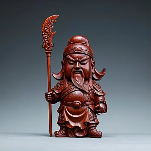 Guan Gong Wood Carving Ornaments 3d model